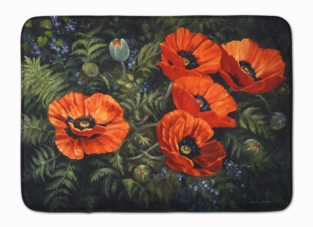Poppies by Daphne Baxter Machine Washable Memory Foam Mat