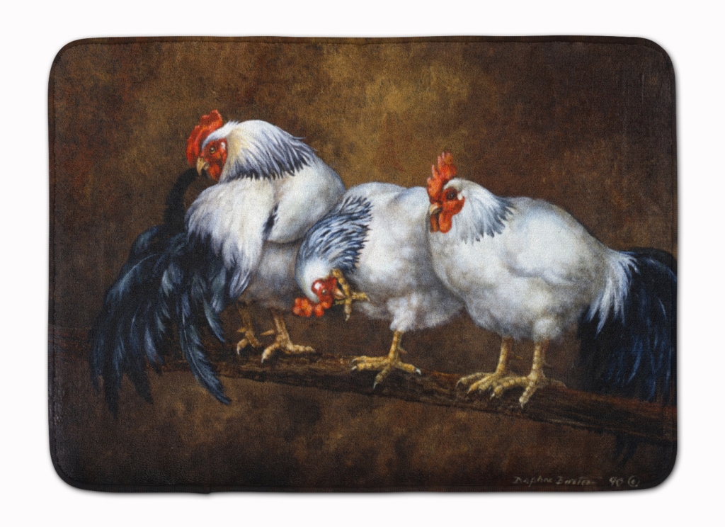 Roosting Rooster & Chickens Machine Washable Memory Foam Mat