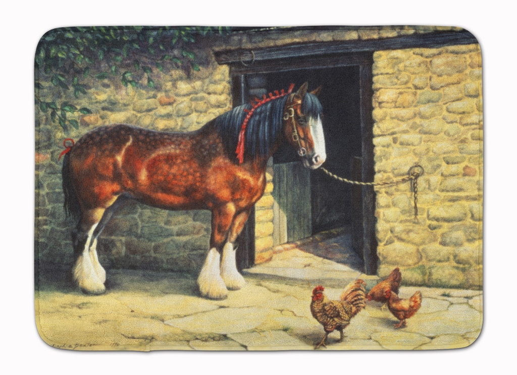 BDBA0087RUG Horse & Chickens by Daphne Baxter Machine Washable Memory Foam Mat