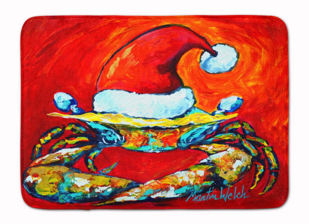 Crab in Santa Hat Santa Claws Machine Washable Memory Foam Mat