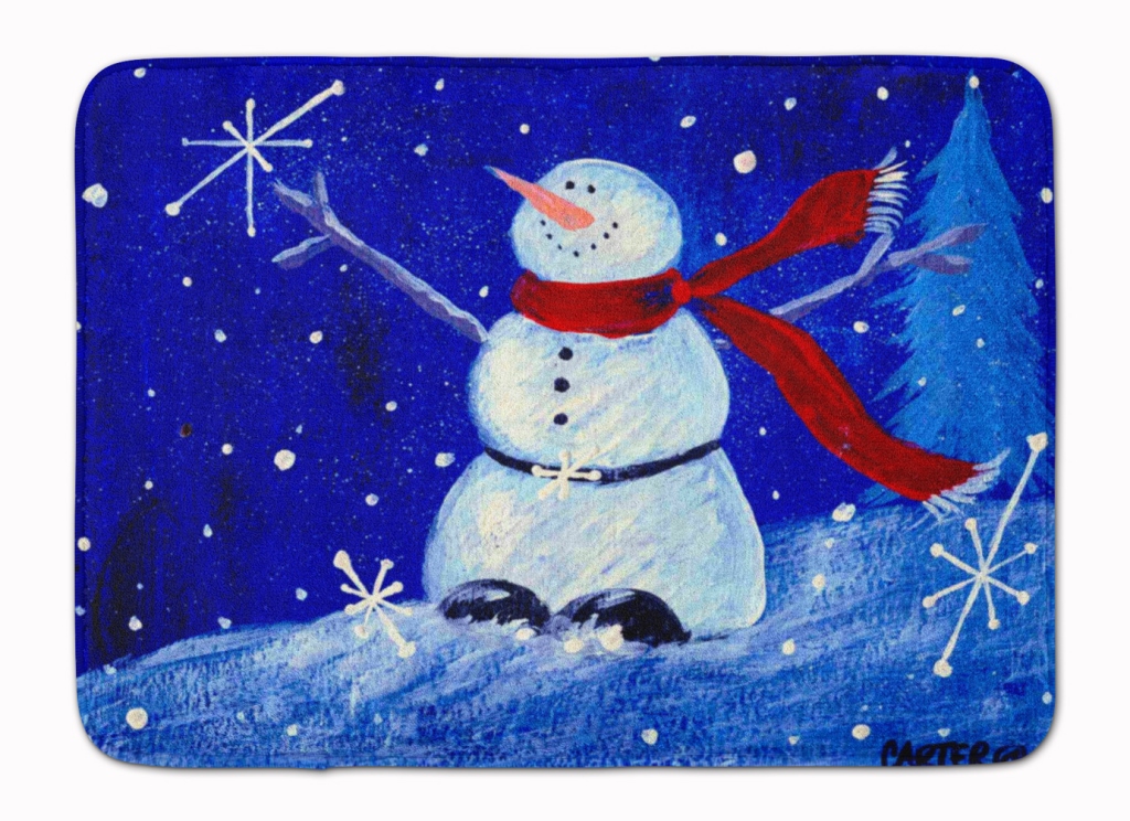 Happy Holidays Snowman Machine Washable Memory Foam Mat