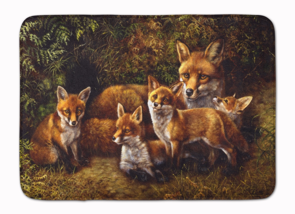 Fox Family Foxes by Daphne Baxter Machine Washable Memory Foam Mat