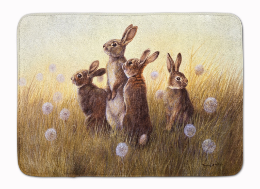 BDBA0144RUG Rabbits in the Dandelions Machine Washable Memory Foam Mat