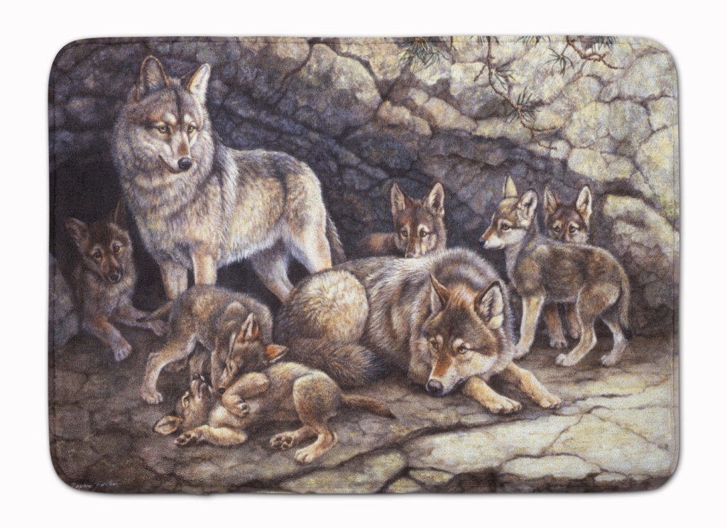 Wolf Wolves by the Den Machine Washable Memory Foam Mat