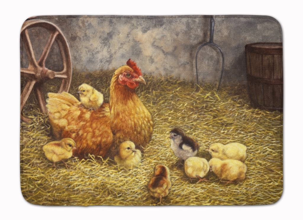 Chicken Hen & Her Chicks Machine Washable Memory Foam Mat