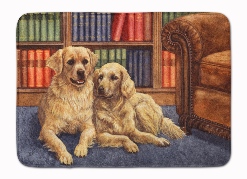 Picture of Carolines Treasures BDBA0289RUG Golden Retrievers in the Library Machine Washable Memory Foam Mat