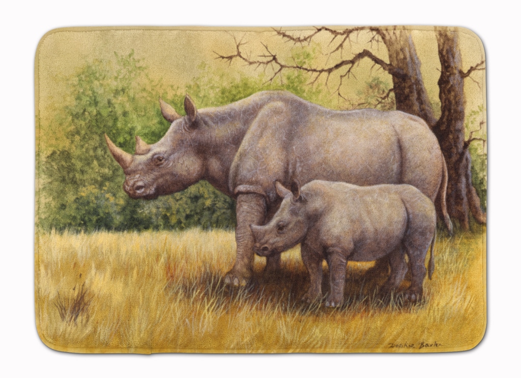 Rhinoceros by Daphne Baxter Machine Washable Memory Foam Mat