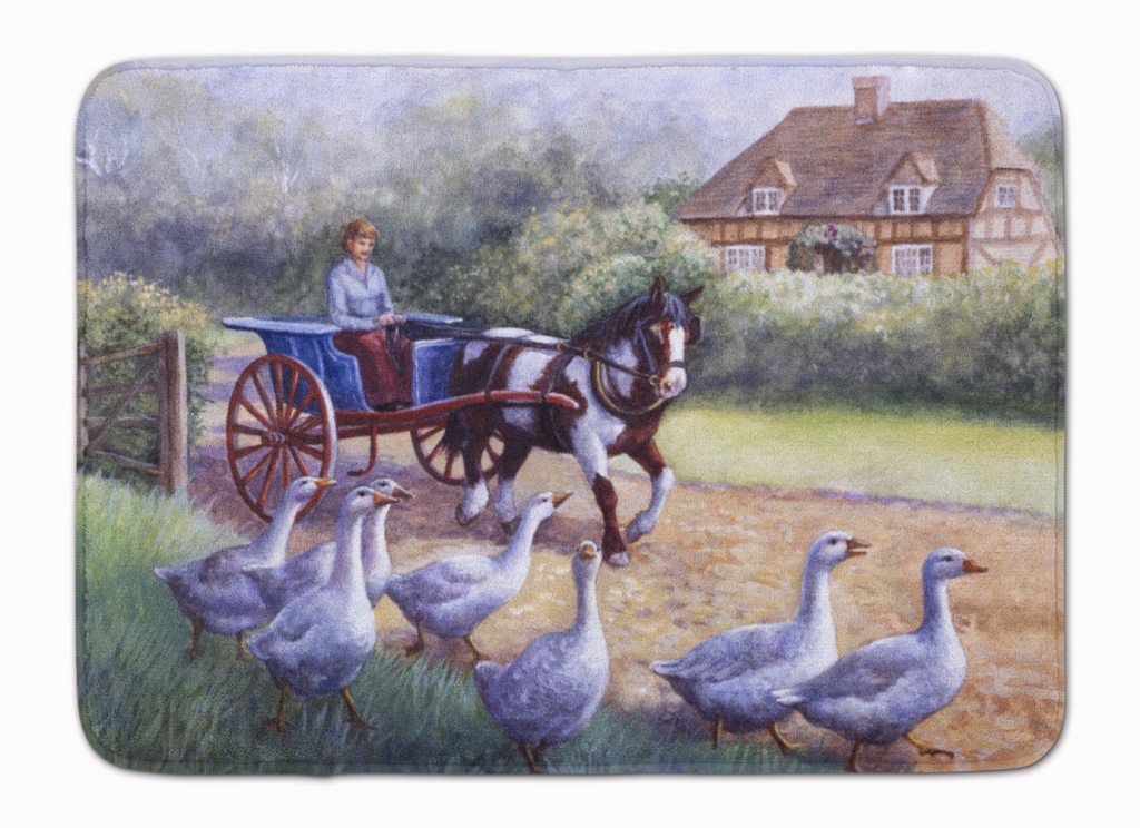 Geese Crossing Before the Horse Machine Washable Memory Foam Mat