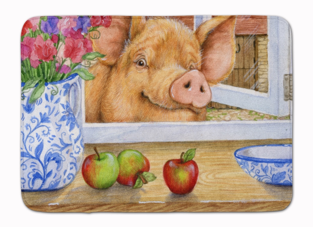 Pig trying to reach the Apple Machine Washable Memory Foam Mat