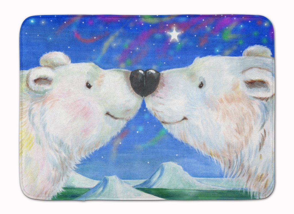 Polar Bears Polar Kiss by Debbie Cook Machine Washable Memory Foam Mat