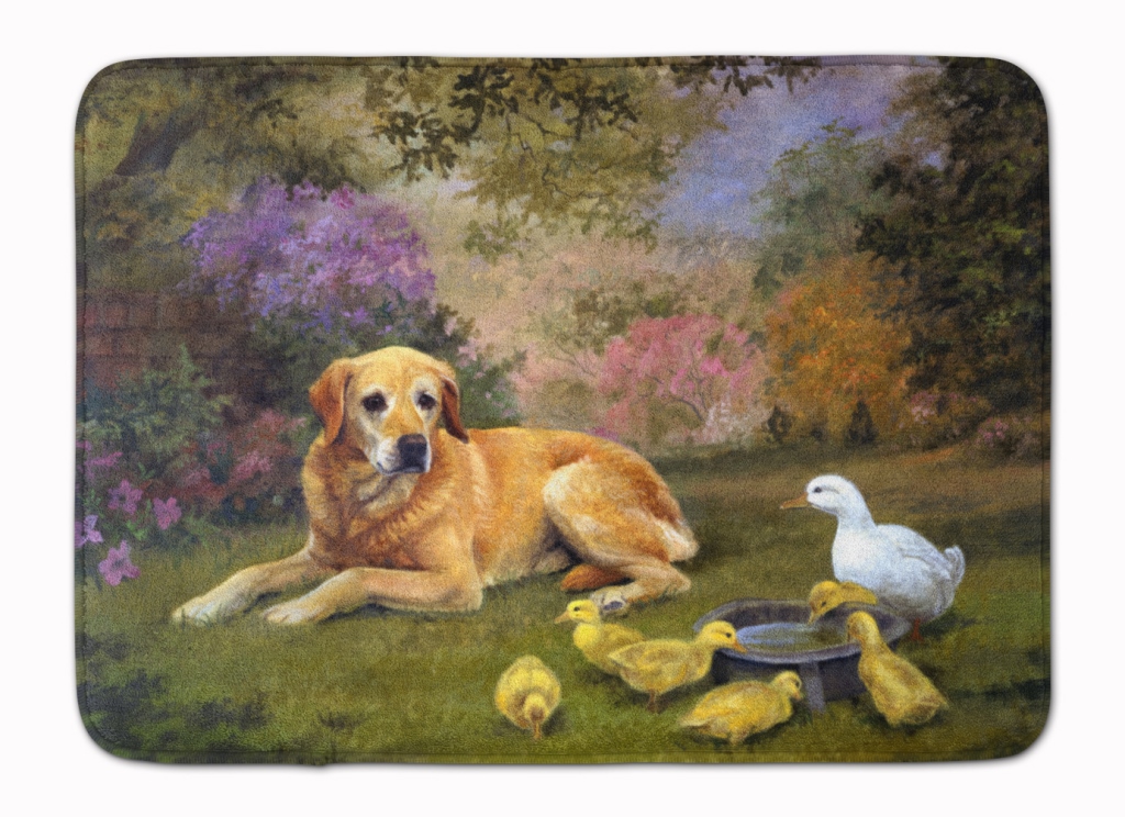 HEH0096RUG Yellow Labrador & Chicks Machine Washable Memory Foam Mat