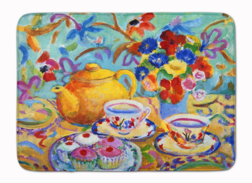 HWH0011RUG Teal Tea by Wendy Hoile Machine Washable Memory Foam Mat
