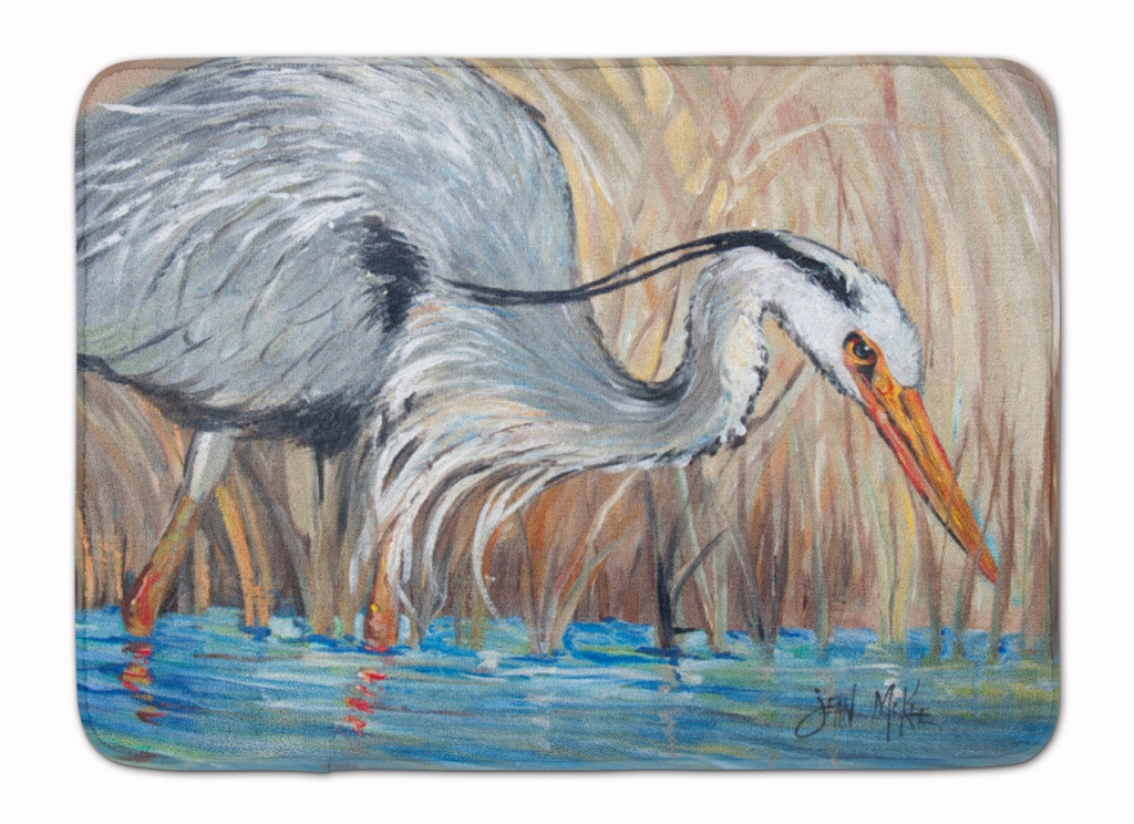 Blue Heron in the Reeds Machine Washable Memory Foam Mat