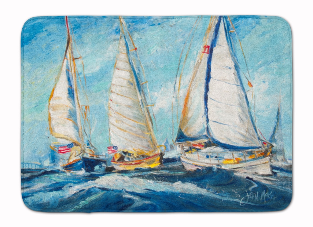 JMK1027RUG Roll Me Over Sailboats Machine Washable Memory Foam Mat
