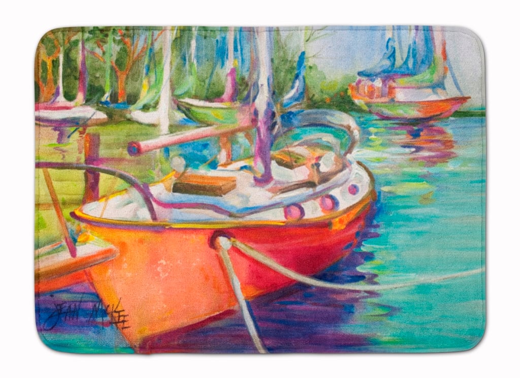 Red Sailboat Machine Washable Memory Foam Mat