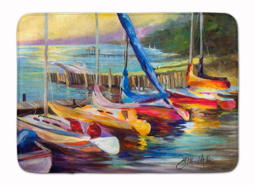 Sailboats at sunset Machine Washable Memory Foam Mat