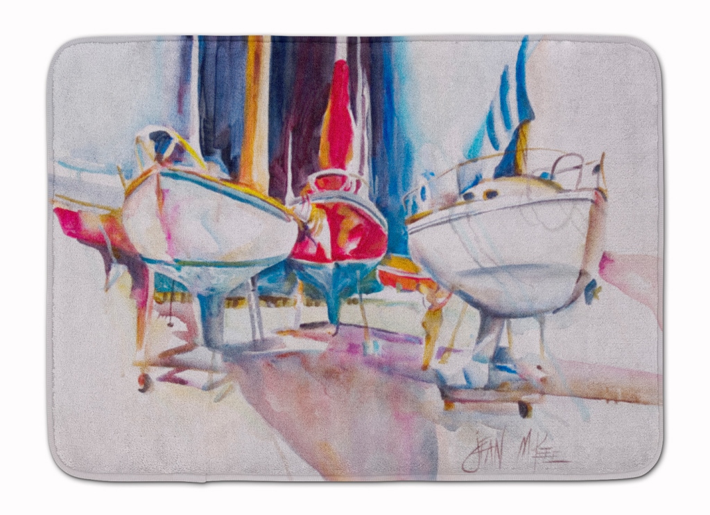 Sailboats in Dry Dock Machine Washable Memory Foam Mat