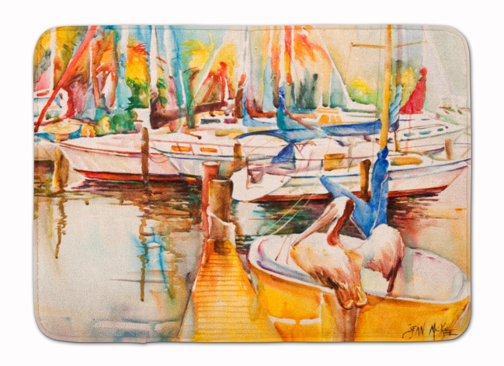 Sailboat with Pelican Golden Days Machine Washable Memory Foam Mat