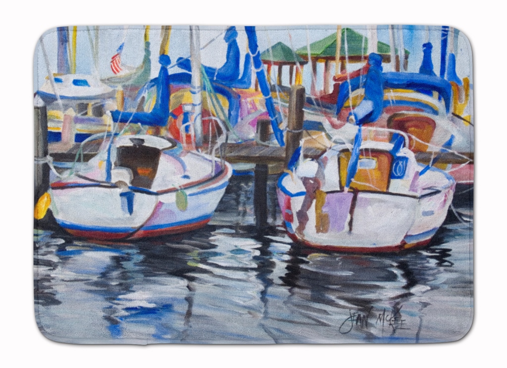 JMK1054RUG Sailboats Machine Washable Memory Foam Mat