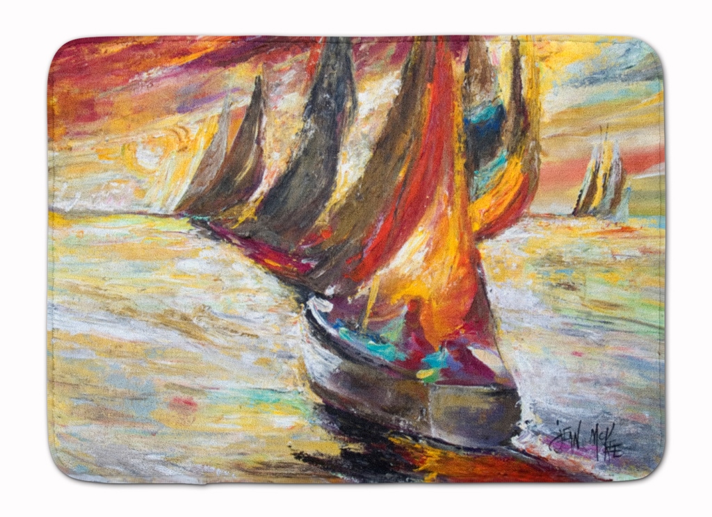 JMK1062RUG Red Sails Sailboat Machine Washable Memory Foam Mat