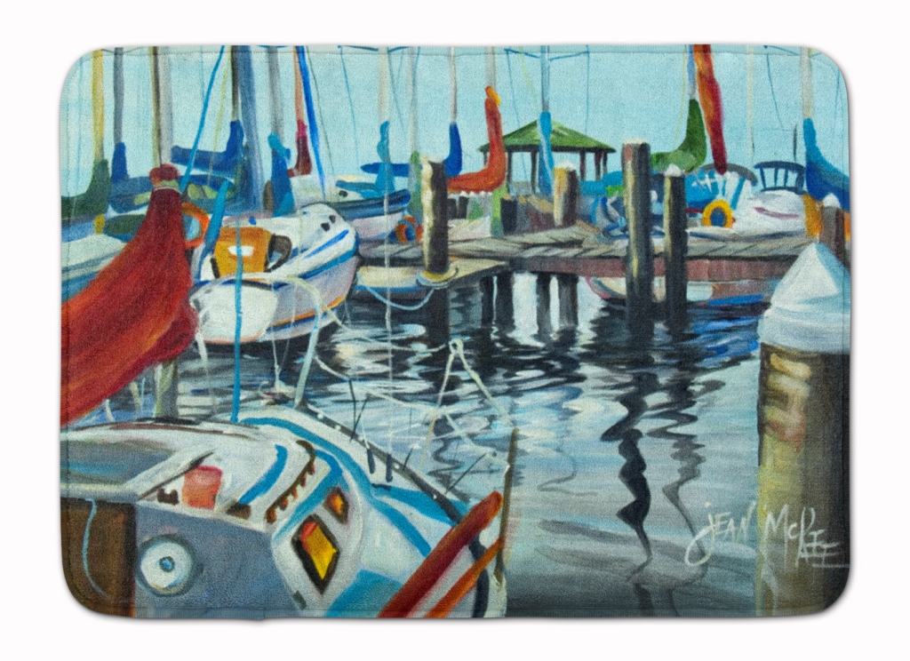 JMK1065RUG Orange Sail Sailboats Machine Washable Memory Foam Mat