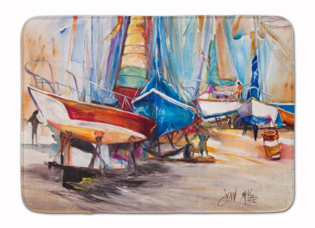 On the Hill Sailboats Machine Washable Memory Foam Mat