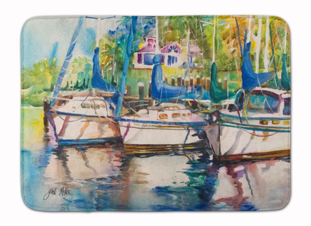 JMK1071RUG Safe Harbour Sailboats Machine Washable Memory Foam Mat