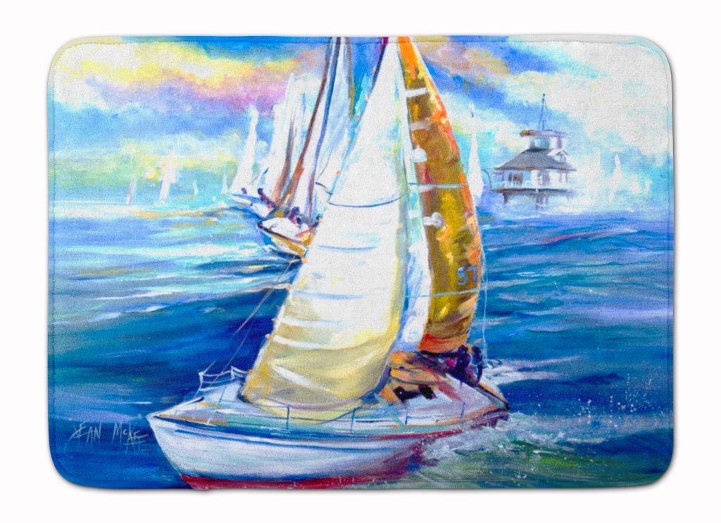 Rock my Boat Sailboats Machine Washable Memory Foam Mat