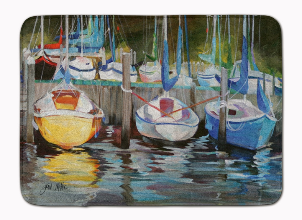 Yellow boat Sailboat Machine Washable Memory Foam Mat