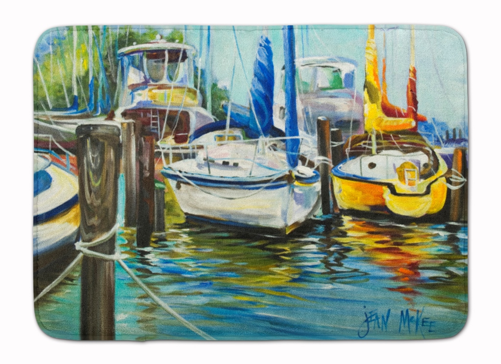 Yellow boat II Sailboat Machine Washable Memory Foam Mat