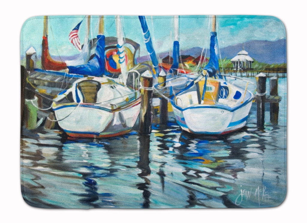 Tourquoise Bay Sailboat Machine Washable Memory Foam Mat