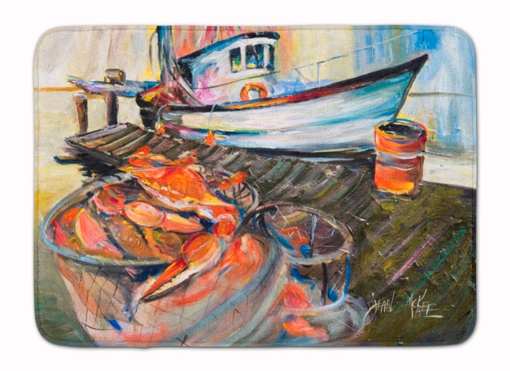Blue Crab Trap Machine Washable Memory Foam Mat