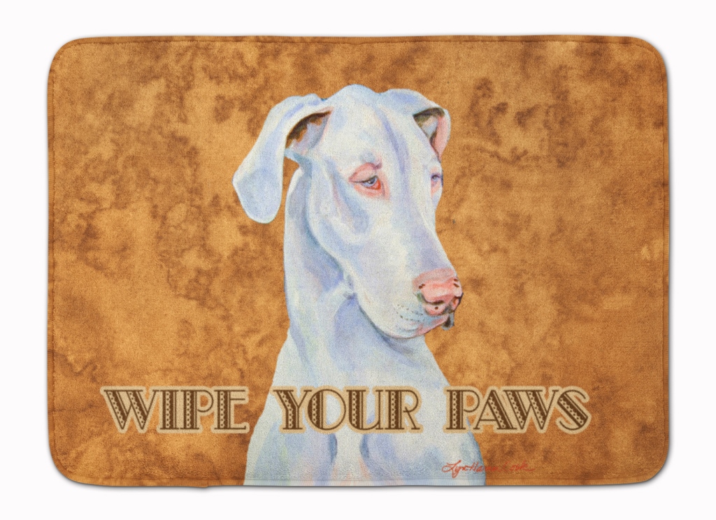 LH9444RUG White Great Dane Wipe your Paws Machine Washable Memory Foam Mat