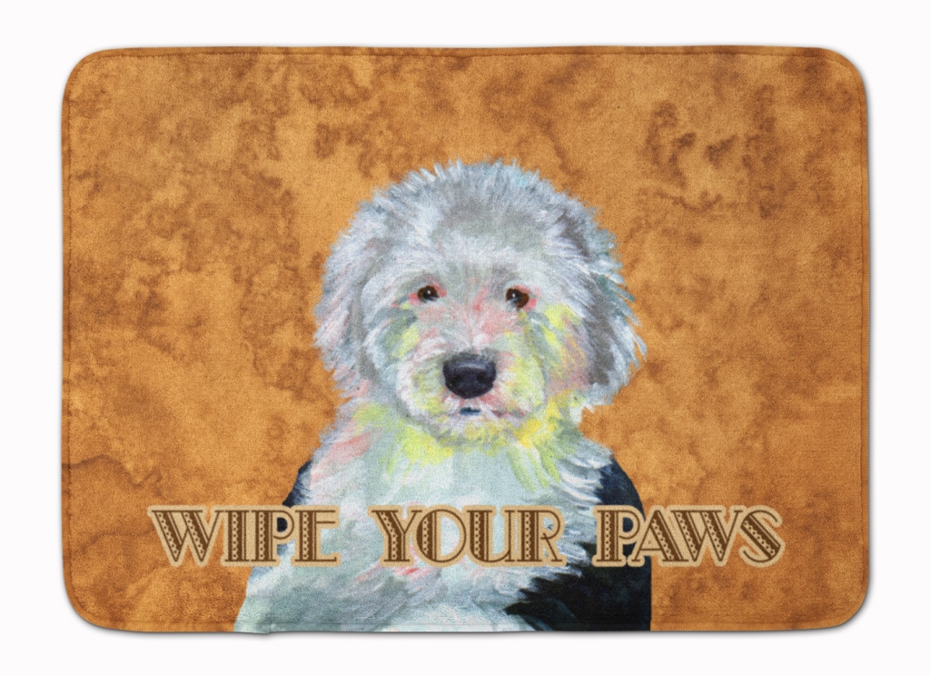 LH9457RUG Old English Sheepdog Wipe your Paws Machine Washable Memory Foam Mat