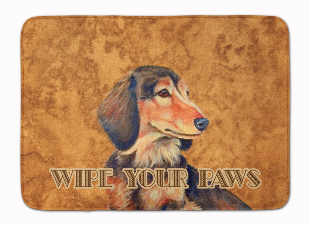 LH9460RUG Longhair Chocolate Dachshund Machine Washable Memory Foam Mat