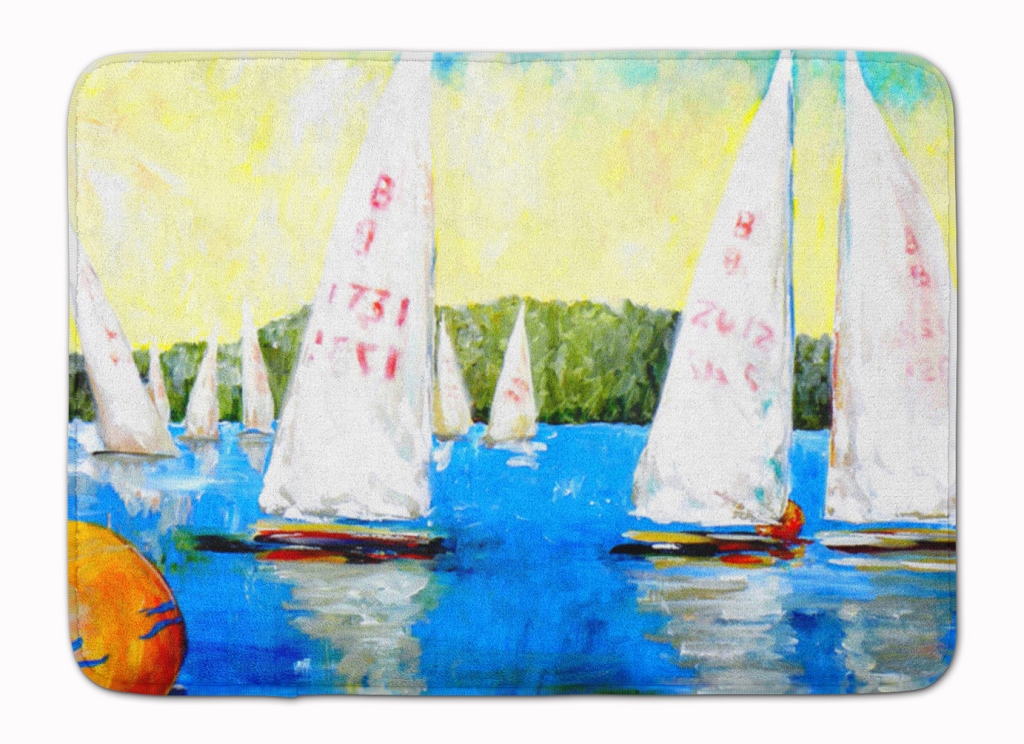Sailboats Round the Mark Machine Washable Memory Foam Mat