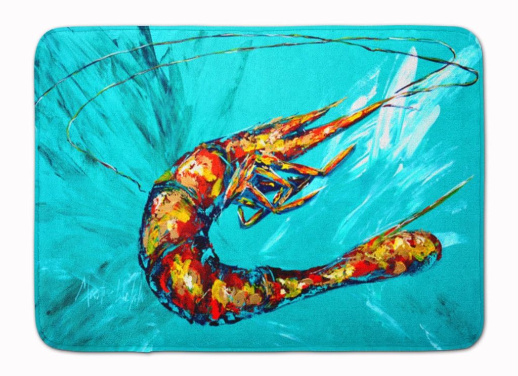 MW1100RUG Shrimp Teal Shrimp Machine Washable Memory Foam Mat