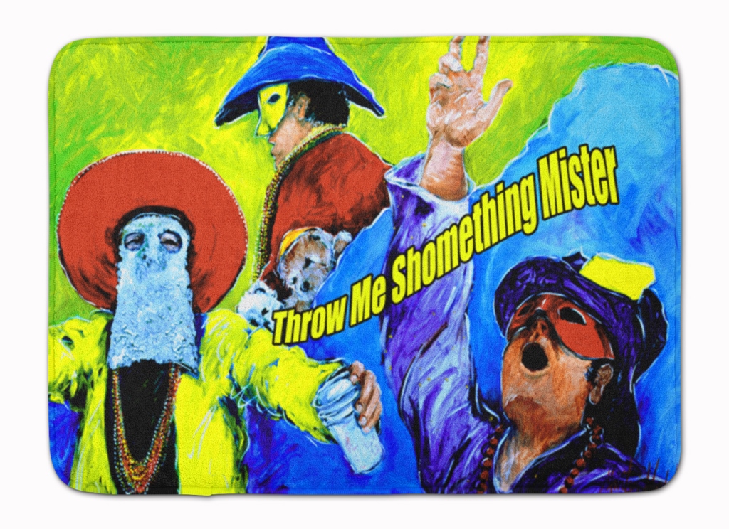 MW1108RUG Mardi Gras Throw me something mister Machine Washable Memory Foam Mat