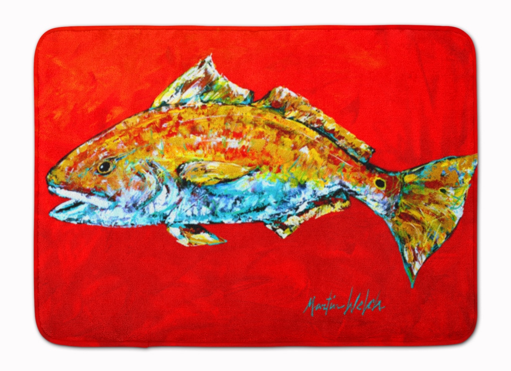 MW1111RUG Fish Red Fish Red Head Machine Washable Memory Foam Mat