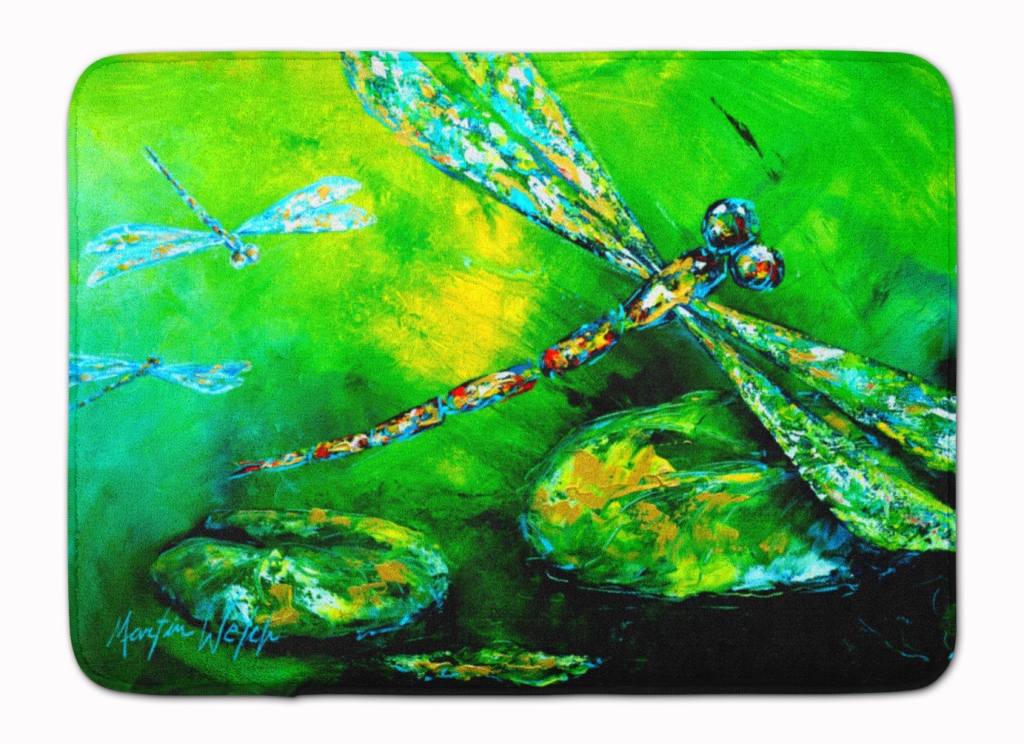 Dragonfly Summer Flies Machine Washable Memory Foam Mat