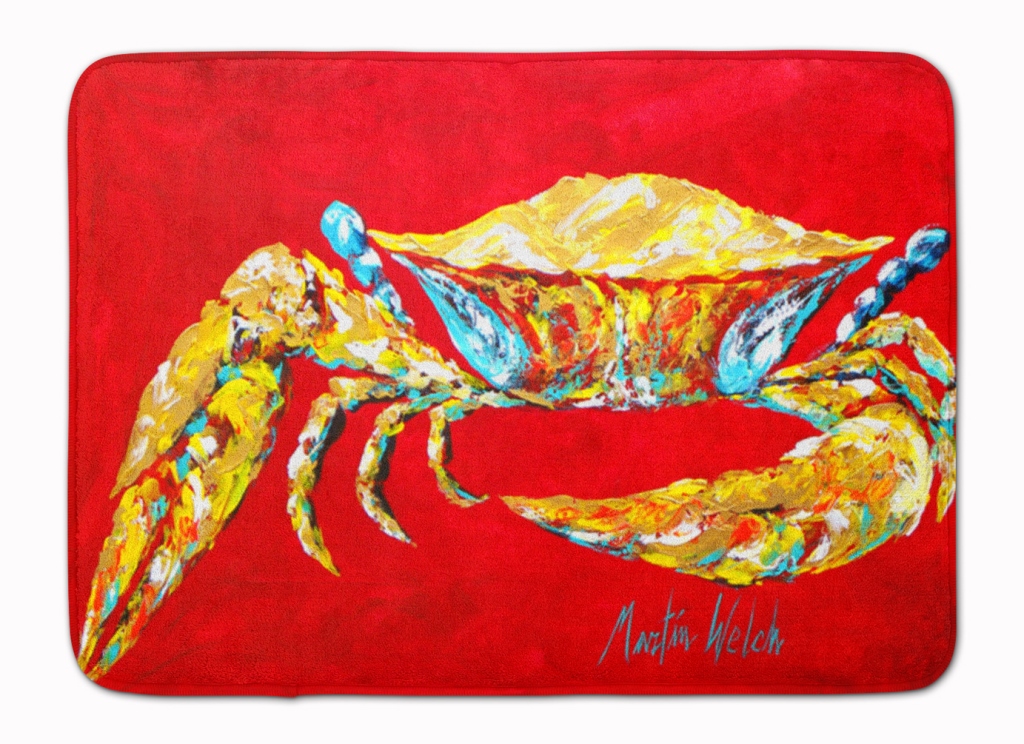MW1116RUG Crab Blue on Red Sr. Machine Washable Memory Foam Mat