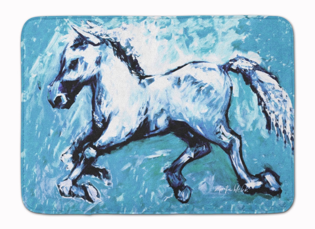 MW1171RUG Shadow the Horse in Blue Machine Washable Memory Foam Mat