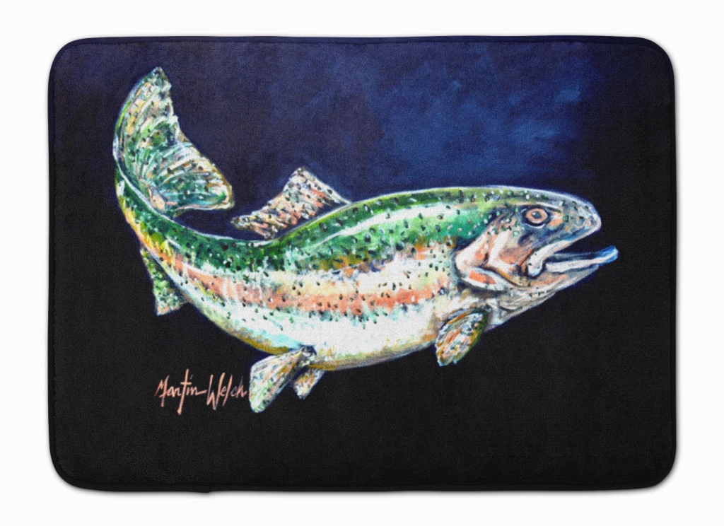 MW1213RUG Deep Blue Rainbow Trout Machine Washable Memory Foam Mat