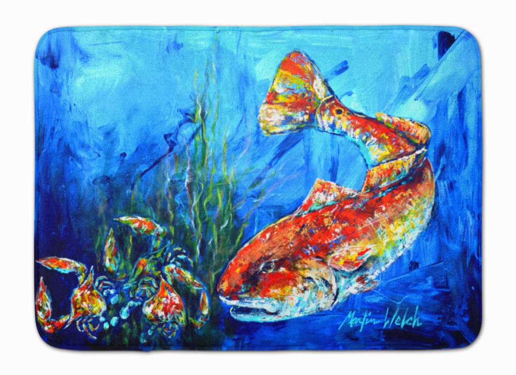 MW1214RUG Scattered Red Fish Machine Washable Memory Foam Mat