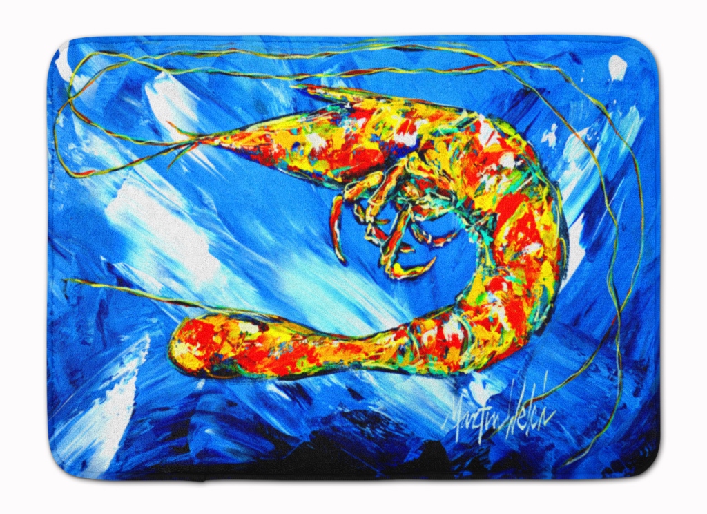 MW1226RUG Ice Blue Shrimp Machine Washable Memory Foam Mat