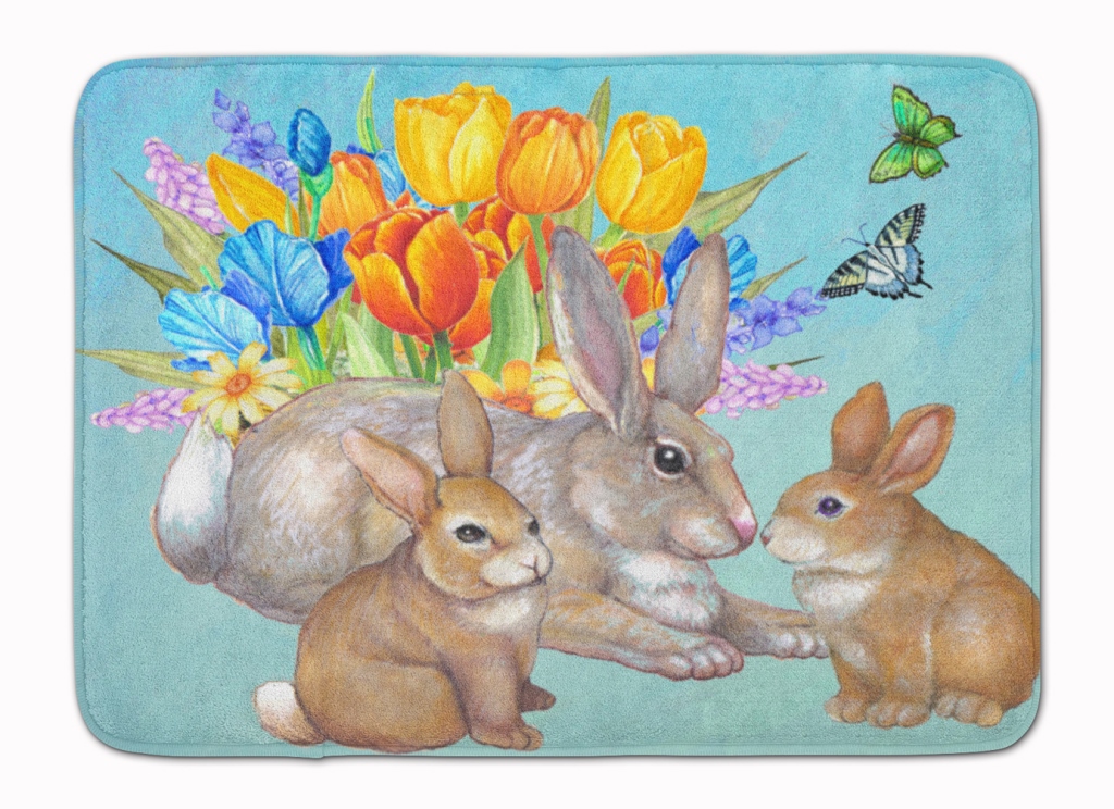 Bunny Family Easter Rabbit Machine Washable Memory Foam Mat