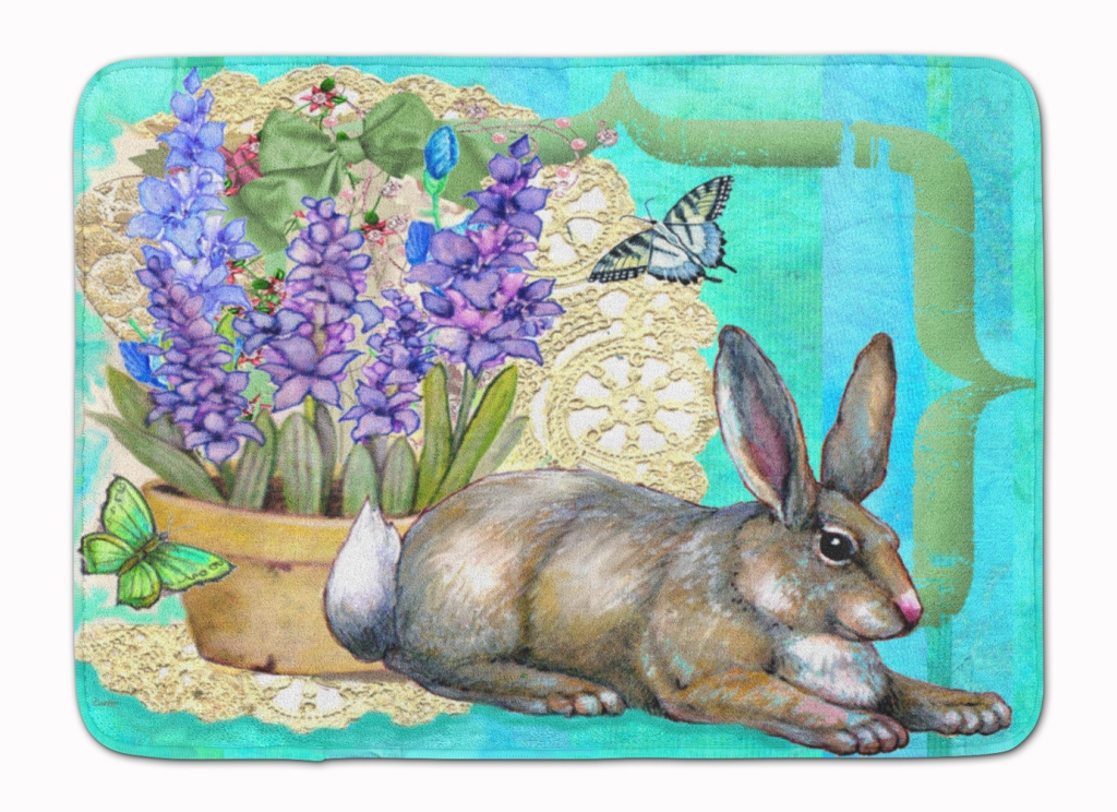 PJC1068RUG Springtime Easter Rabbit Machine Washable Memory Foam Mat