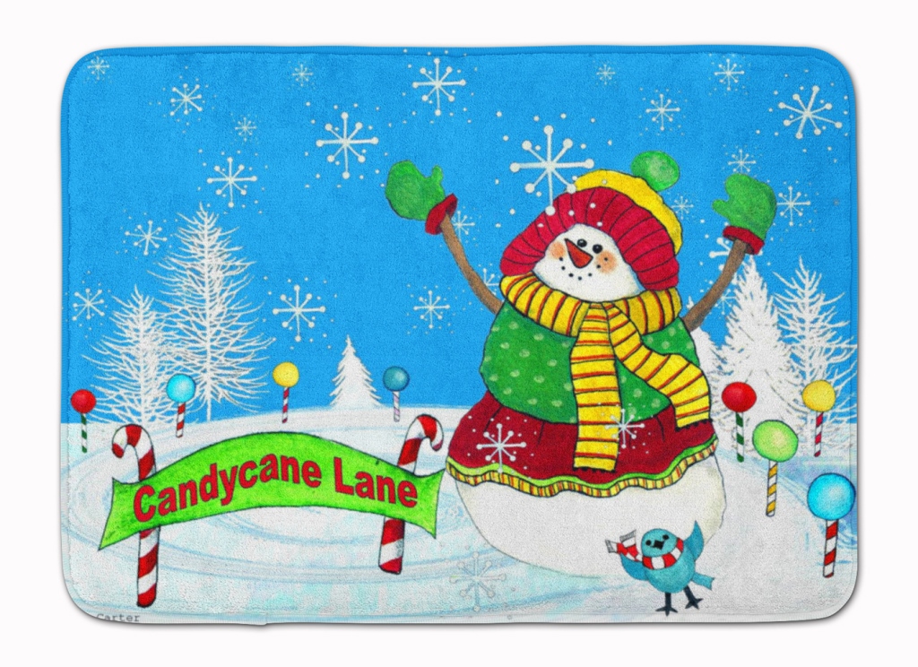 Candy Cane Lane Snowman Machine Washable Memory Foam Mat