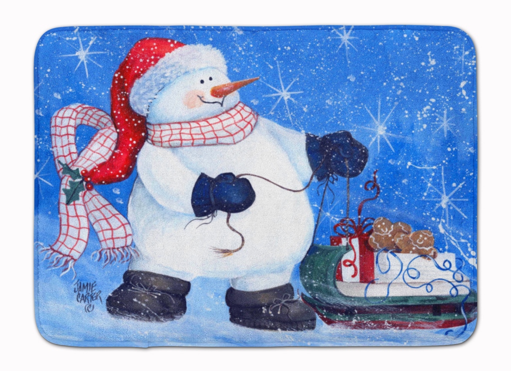 My Friends Can Ride Too Snowman Machine Washable Memory Foam Mat