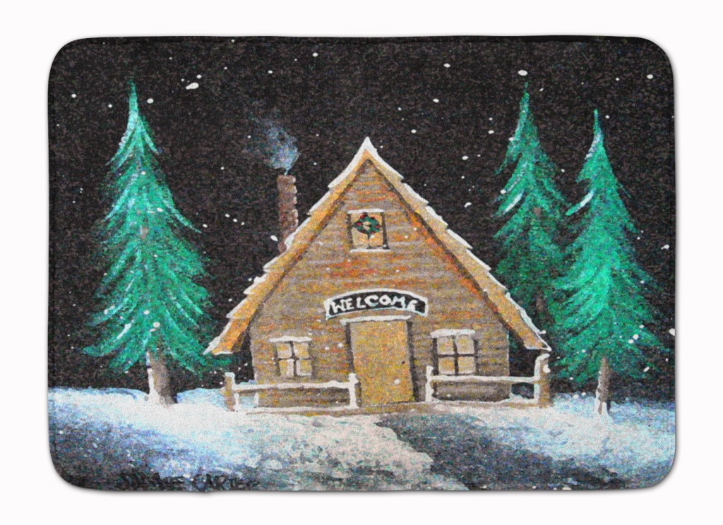 Welcome Lodge Christmas Log Home Machine Washable Memory Foam Mat